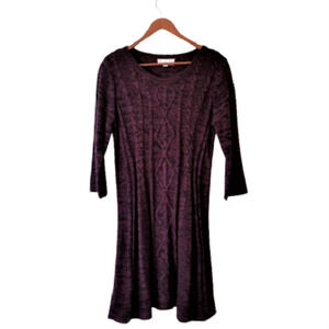 Cloud Chaser Women's Dress Sweater Burgundy, Cable Knit - Size L